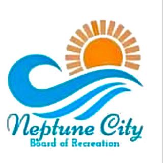 Neptune City Board of Rec logo - blue wave under yellow and orange sun