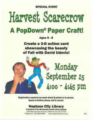 Harvest Scarecrow Popdown Paper Craft at the Library