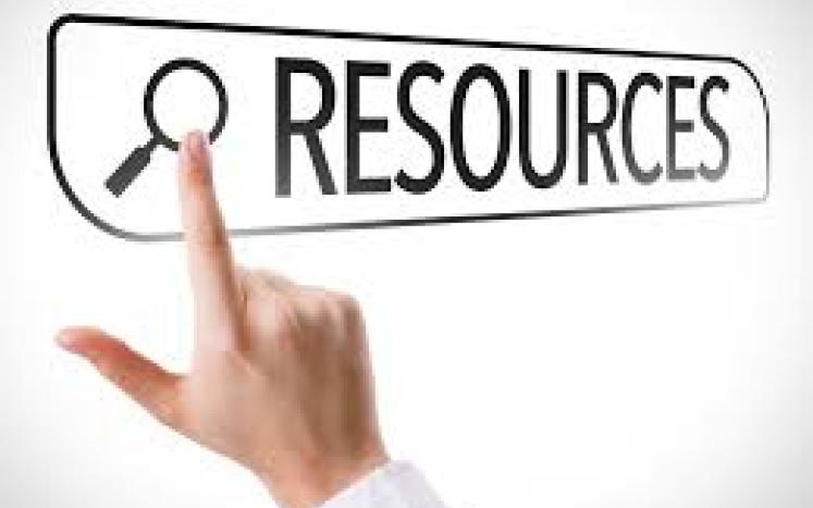 finger pointing at the word Resources